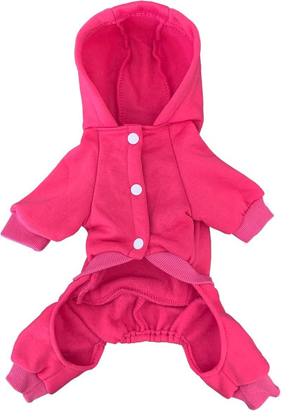 Izefia Dog Hoodie Clothes with Pocket 4 Legs Jumpsuit Fleece Sweater Winter Sweat Shirt Warm Cotton Hoodies for Small Dog Medium Large Cat Magenta 4XL