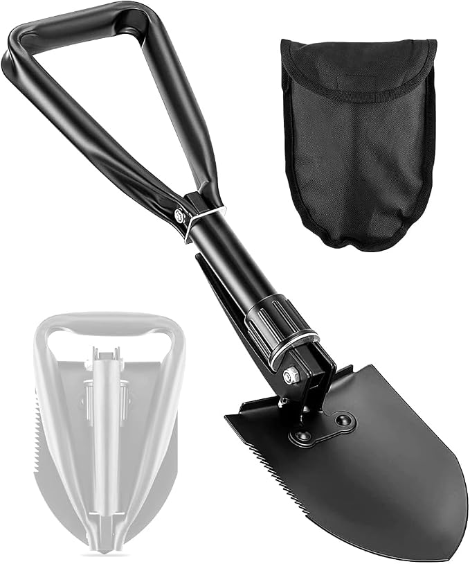 Digging Shovel - 24'' Lightweight Folding Shovel High Carbon Steel Portable Digging Trowels for Outdoor Camping Backpacking Hiking Car EmergencHome Garden (Black