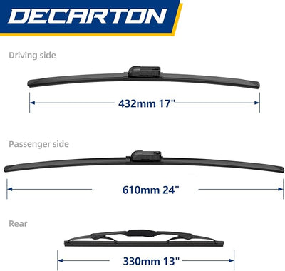 Wiper Blades Replacement for GMC Terrain 2010-2017 | Windshield Wipers-3 Pieces of Car Front and Rear Window Wiper Blade (24+17+13)