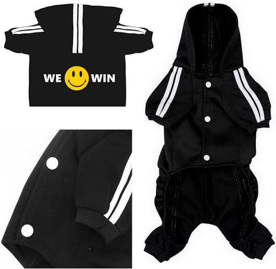 Weowin Pet Outfit - Cute Dog Hoodie Tracksuit Sweater Winter Clothes Pajamas Jumpsuit 4-Legs Black for Puppy Small Medium Large Dogs Girl or Boy (XX-Large)