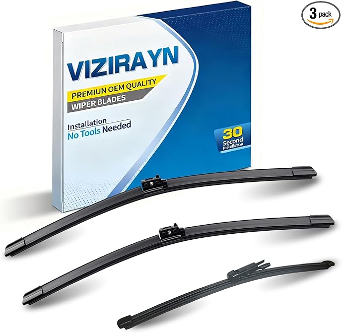 3 pcs 22" 22" 12" Front & Rear Windshield Wiper Blades,VIZIRAYN Replacement for Mercedes-Benz GLC300 2016-2021,GLC250/GLC350/GLC350e/GLC43 AMG/GLC63 AMG 2017-2021,(Pack of 2) OEM Quality, All-Season