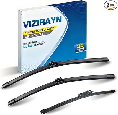 3 pcs 22" 22" 12" Front & Rear Windshield Wiper Blades,VIZIRAYN Replacement for Mercedes-Benz GLC300 2016-2021,GLC250/GLC350/GLC350e/GLC43 AMG/GLC63 AMG 2017-2021,(Pack of 2) OEM Quality, All-Season