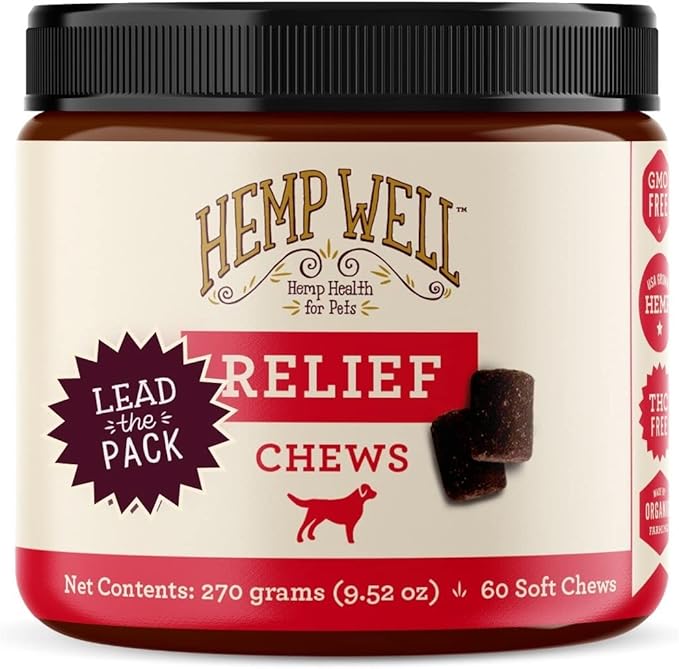 Relief Dog Soft Chews, Organic Hemp, Aches & Discomfort Support