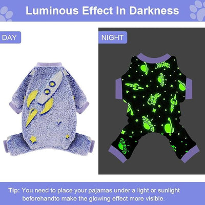 Sebaoyu Pajamas for Small Dogs, Glow in Dark Tie Dye Unicorn Dog Sweater, Super Soft Velvet Material Chihuahua Yorkie Tiny Dog Clothes Outfits (Small,Rocket)