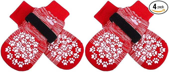 Anti Slip Dog Socks to Prevent Licking Paws, Dog Shoes for Hot Pavement, Dog Booties for Small Medium Large Senior Dogs, Traction Control Boots & Paw Protectors for Hardwood Floors