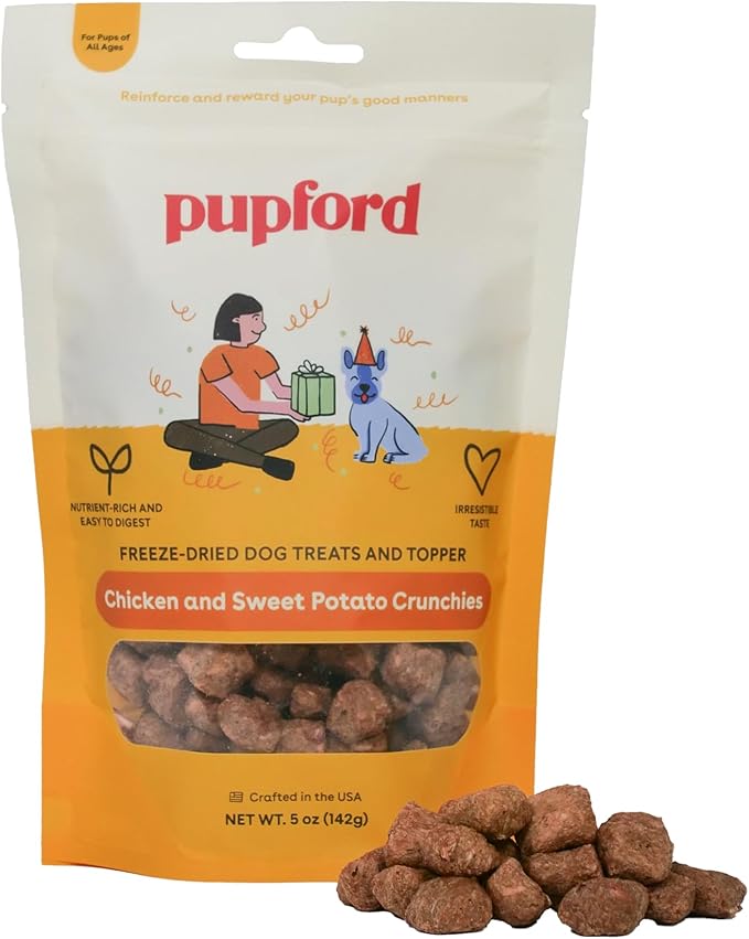 Crunchies, All-Natural, Healthy, Freeze Dried Treat for Dogs & Puppies (Chicken & Sweet Potato, 5 oz)