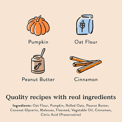 Bocce's Bakery Pumpk'n Spice Treats for Dogs, Wheat-Free Everyday Dog Treats, Made with Real Ingredients, Baked in The USA, Natural Soft & Chewy Cookies, Pumpkin, Peanut Butter, & Cinnamon, 6 oz