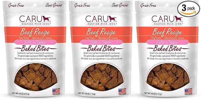 Soft n’ Tasty Baked Bites - Beef Bites Dog Treats - Flavorful Training Treats - 4 oz Bags - Pack of 3