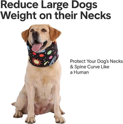 LovinPet Dog Recovery Collar, Adjustable Soft Cone for Medium & Large Dogs, Post-Surgery Comfort & Lick Prevention, Interstellar Black Print,Black