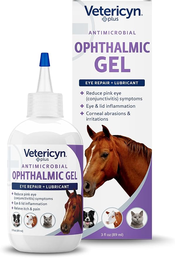 Plus Ophthalmic Eye Gel for Horses | Eye Ointment Alternative to Lubricate and Relieve Horse Eye Irritations, Safe for All Animals. 3 ounces