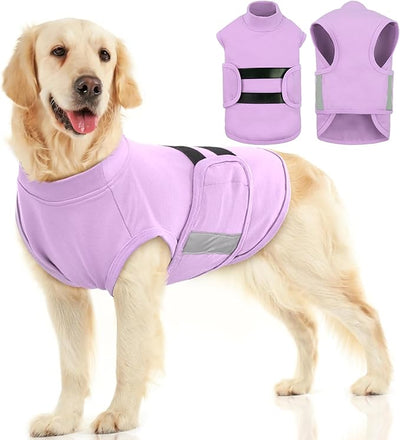 MIGOHI Dog Anxiety Relief Coat,Comfort Anxiety Vest for Dogs,Adjustable Dog Anxiety Calming Wrap for Fireworks,Thunderstorm,Travel,Separation,Anxiety Jacket for Large Dogs,L,Lightpurple