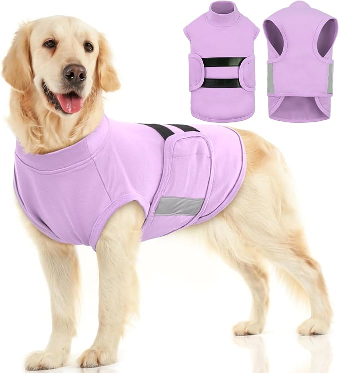 Breathable Dog Anxiety Calming Vest,Dog Firework Anxiety Relief Vest,Dogs Stress and Anxiety Relief Coat,Anxiety Vest for Large Dogs,XL,Lightpurple