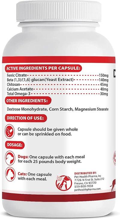 RENARAMAX Dietary Phosphate Binder and Renal Support Supplement for Cats and Dogs Count (Made in U.S.A) (120 Caps)