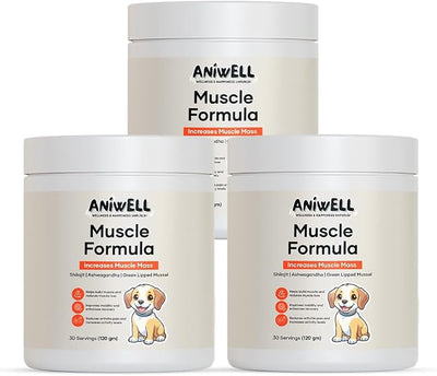 Muscle Formula for Dogs – Glucosamine Chondroitin, Green Lipped Mussel | Shilajit, Ashwagandha | Hip and Joint Supplement for Dogs Muscle Strength & Mobility | Dog Joint Supplement | Pack of 3