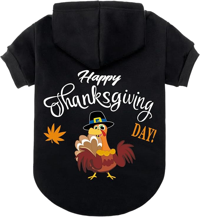 Fall Dog Hoodie-Soft and Warm Dog Sweaters, Pet Clothes Autumn Winter Coat Sweatshirt with Thanksgiving Turkey Theme Print for Puppy,Cat, Small Medium Large Dogs