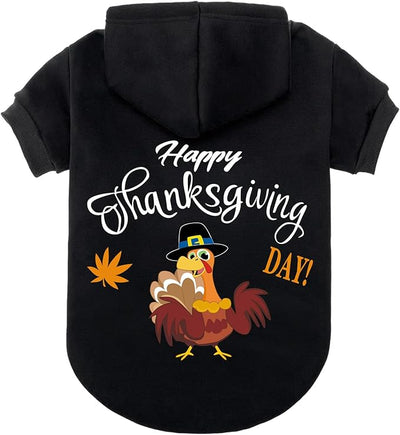 EXPAWLORER Fall Dog Hoodie-Soft and Warm Dog Sweaters, Pet Clothes Autumn Winter Coat Sweatshirt with Thanksgiving Turkey Theme Print for Puppy,Cat, Small Medium Large Dogs