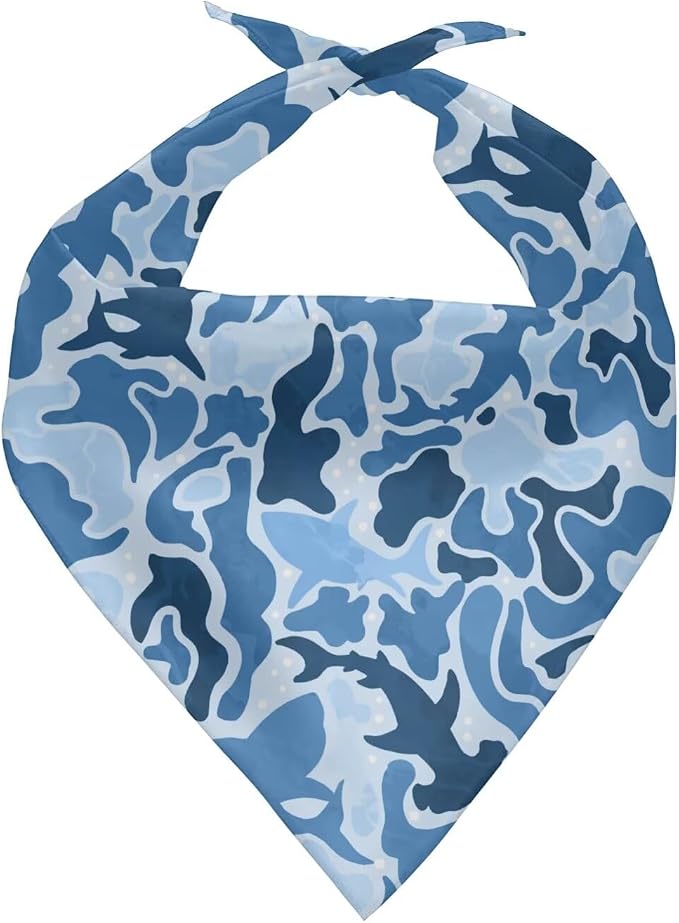 Fish Camo Reversible Dog Bandanas 1PCS Birthday Gift Washable Dog Bandana Bib Double Reversible Kerchief Scarf Adjustable Accessories for Small to Large Dog Puppy Cat