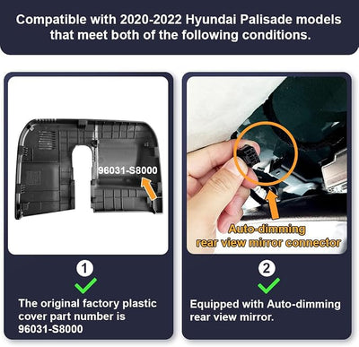 Fitcamx 4K Dash Cam Suitable for Hyundai Palisade 2020 2021 2022 (Part No#S8000) Limited SE SEL Calligraphy, OEM Look, UHD 2160P Video, Loop Recording, WiFi & APP, G-Sensor, Easy to Set, 64GB Card