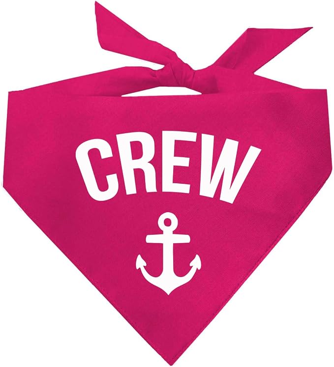 Crew Anchor Boat Dog Bandana | 100% Cotton | Made in USA | Boat & Fishing | Captain | Beach & Lake | Summer | Outdoors | Father's Day | Hot Pink, One Size