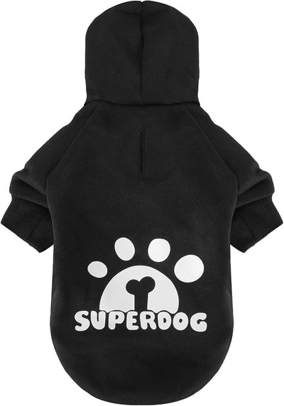 Dog Hoodie with Leash Hole, Pet Clothes Puppy Sweatshirt Dog Pullover Stylish Cat Apparel for Small Medium Dogs and Cats (Black, X-Small)
