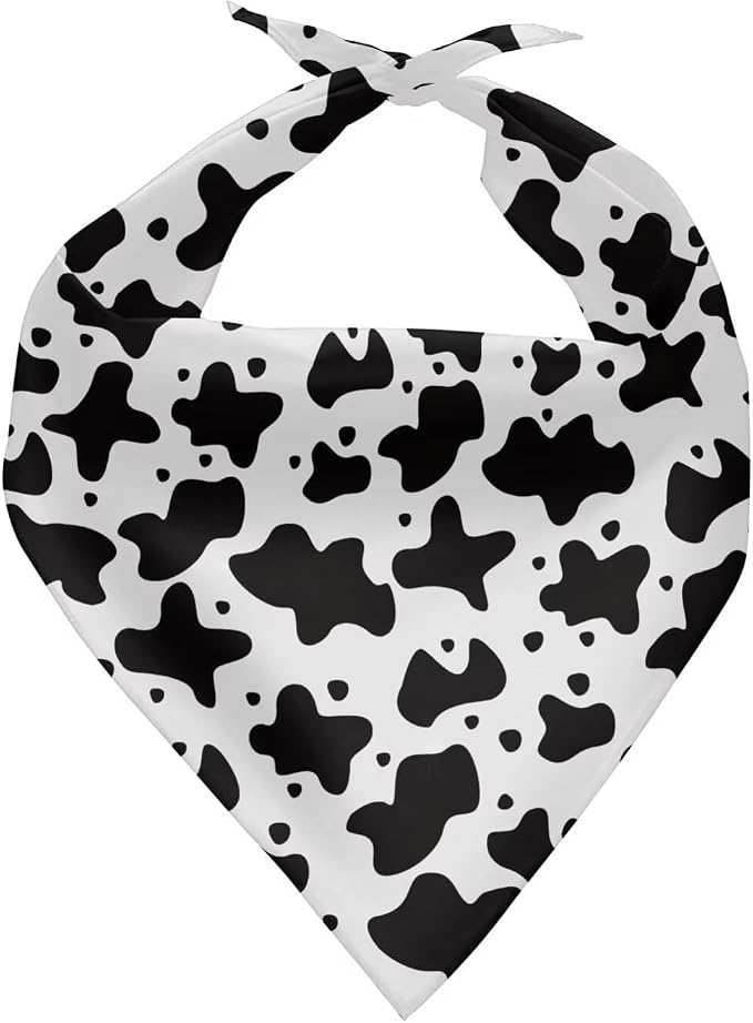 Cow Print Dog Bandana Adjustable Dog Bandanas Reversible Triangle Scarf Holiday Puppy Kerchief Bib Accessories for Dogs Cats Pets