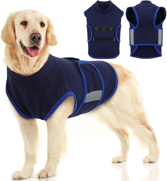 Dog Anxiety Relief Coat,Comfort Anxiety Vest for Dogs,Adjustable Anxiety Calming Wrap for Fireworks,Thunderstorms,Travel, Separation, Dog Anxiety Jacket for Small Dogs,L,NavyBlue