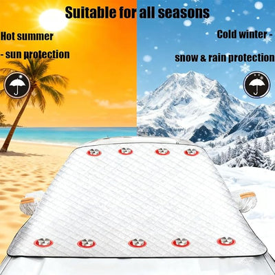 4-Layer Magnetic Windshield Cover for Car, Windshield Cover for Ice and Snow, Frost Cover for Car Windshield, Universal & Mirror Covers for Most Cars, Suvs, Trucks (for MPV 56.3 * 67in)