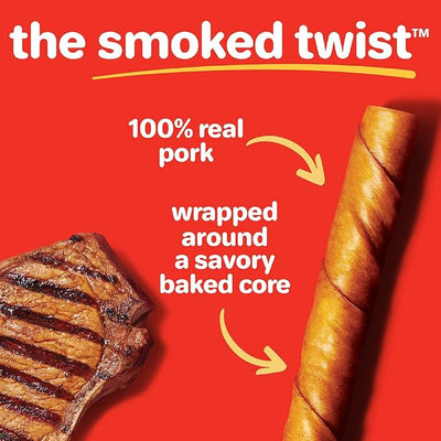 Hartz Oinkies Natural Smoked Pig Skin Twist Dog Treat Chews - 20 Pack