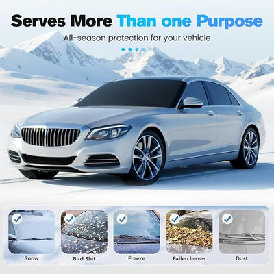 Magnetic Car Windshield Cover, 2026 New All Seasons Sunshade Ice Cover, Automotive Windshield Snow Cover for Ice, Snow, Frost & Sunlight, Vehicle Window Protector Windscreen Shield (Silver)