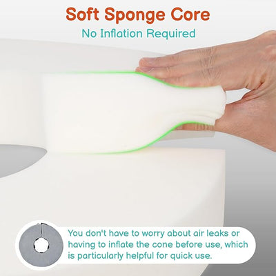 Sponge Dog Cone After Surgery, No Inflation Required Dog Donut Collar to Stop Licking, Inflatable Cone Alternatives for Large Pets, Soft Recovery Collar with Protective Shield (Grey, XL)