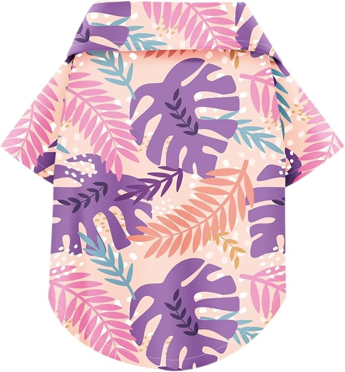 Hawaiian Dog Shirt – Lightweight and Breathable Summer T-Shirt with Tropical Prints, Fun Beach Outfit for Small, Medium, and Large Dogs, Perfect for Hot Days and Outdoor Vacation.Palm Leaves XL