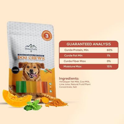 Premium Natural Fruit-Flavored Himalayan Yak Chew for Dogs - 300g, All-Natural, Long-Lasting, Authentic Yak Milk, Healthy Dental Chew (Large, Assorted (Pumpkin, Mint, Turmeric))