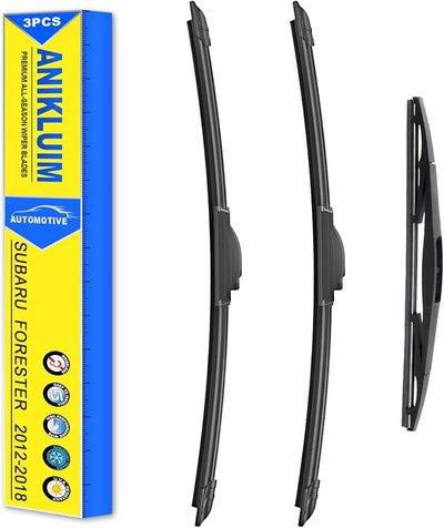 ANIKLUIM® Wiper Blades: 3-Pack Windshield Wipers for Forester 2012-2018 - All-Season Beam Design - Plug and Play - Exact Replacement for Subaru Cars (26''/17''/14'')