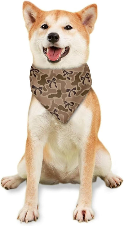 KEIAHUAN Dog Bandana Camo Bow Design Washable Handkerchief Scarf Triangle Bandanas for Small Medium Large Dogs Cats