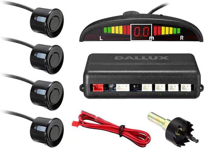 DALLUX LED Display Parking Sensor,Car Reverse Backup Radar System,LED Display+Buzzer Alert+4 Black Color Parking sensors for Universal Auto Vehicle