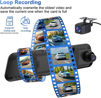 Three Recording Camera: 4K+2K+2K HD Car Dash Cam with Voice Control, Wi-Fi Rearview Camera, WDR Night Vision, G-Type Sensor, 24H Parking Monitoring & ABS