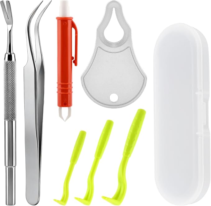 Tick Remover Tool Kit, Portable Stainless Steel Tick Tweezers + Remover TicksKey, 7pack Essential Tools for for Humans, Dogs & Cats Outdoor Activities, Quick & Safe(Size:1pack)