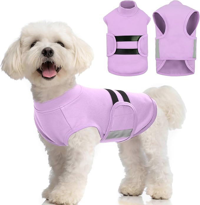 Dog Anxiety Relief Coat,Comfort Anxiety Vest for Dogs,Adjustable Dog Anxiety Calming Wrap for Fireworks,Thunderstorm,Travel,Separation,Anxiety Jacket for Medium Dogs,M,Lightpurple