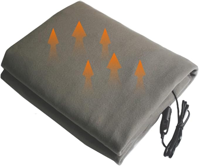 Heated Blanket 12-Volt Portable Electric Blankets for Car, Truck,or RV Trips Camping Emergency Use Fast Heating No Battery