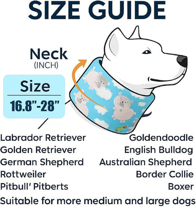 LovinPet Dog Recovery Collar, Adjustable Soft Cone for Medium & Large Dogs, Post-Surgery Comfort & Lick Prevention, Hippos Zoo Print, Blue
