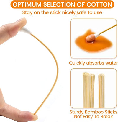 300 PCS Large Cotton Swabs in Storage Box - 6 inch Big Dog Ear Cleaning Swabs with Bamboo Handle - Extra Large Soft and Thick Cotton Buds Specially Designed for Pet Care