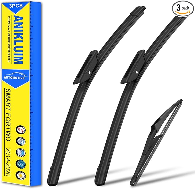 ANIKLUIM® Wiper Blades for 2020-2014 Smart Fortwo Front Windshield Wipers,20 Inch+14 Inch+11 Inch,Durable and Quiet (Pack of 3)