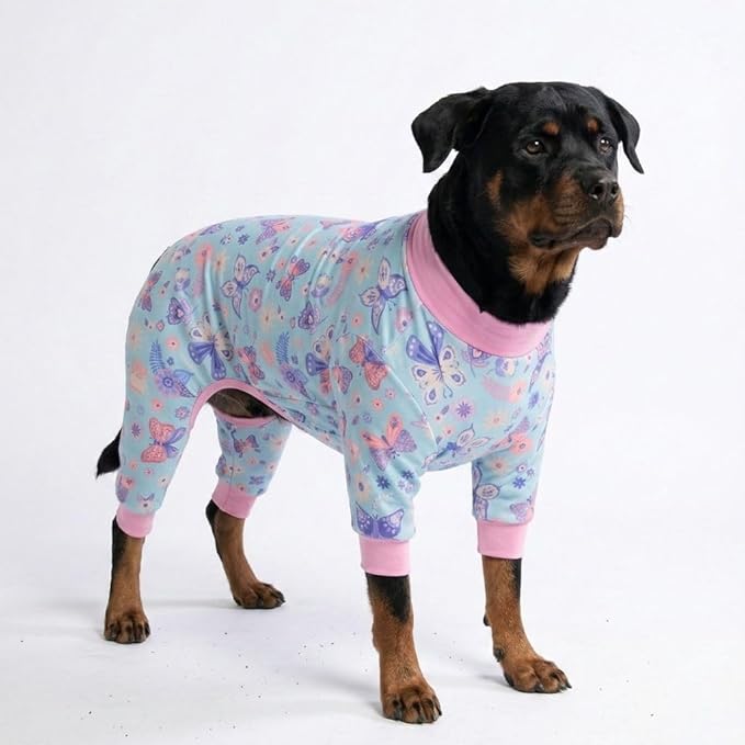 Spark Paws Dog Pajama, Dog Recovery Suit Male, Onesie, Ultra-Soft and 4-Way Stretch, for Small Medium and Large Breed - Butterfly Dreams - 4XL
