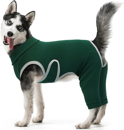 Kuoser Dog Surgery Recovery Suit, Professional Dog Surgical Suit for Back Legs, Soft Dogs Recovery Sleeve to Prevent Licking Biting Wounds, Dogs Onesie After Surgery Elbow Protector, Green 2XL