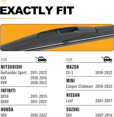 AUTOBOO 10 Inch Rear Wiper Blade Replacement for Honda HRV 2022-2016 CRV 2023-2025 Mitsubishi Outlander Sport 2024-2011 Leaf QX80 QX56-BACK Windshield Wiper Blade -Original Factory Quality (Pack of 1)