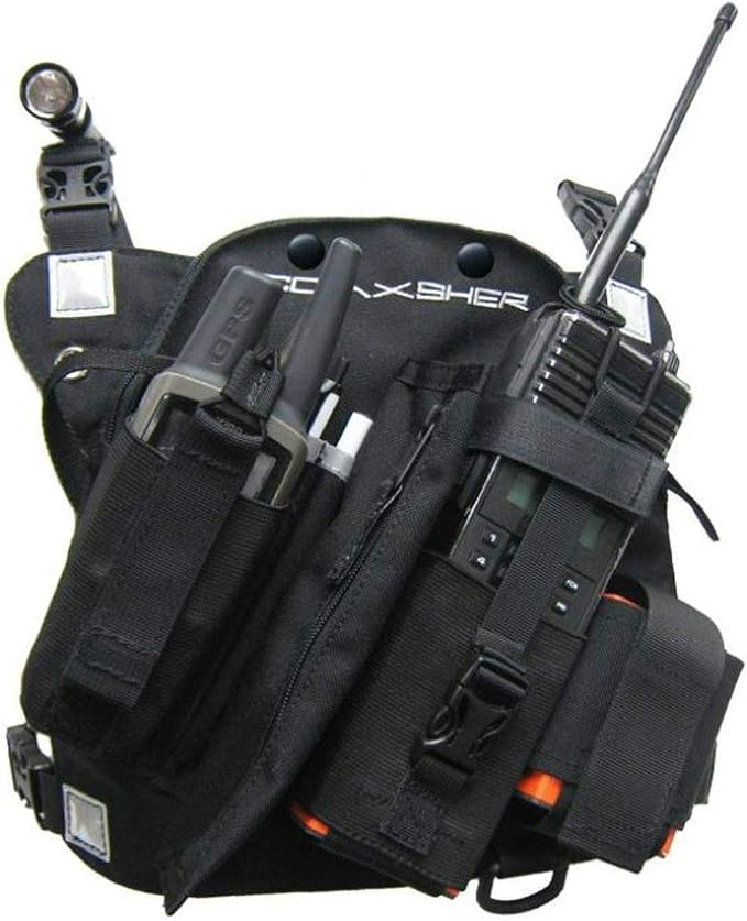 COAXSHER RCP-1 Pro Radio Chest Harness for 2 Way Radio & Electronics | Search and Rescue, Ski Patrol, Emergency Response - Black