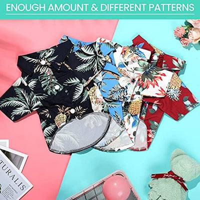 Weewooday 4 Pieces Small Pet Summer T-Shirts Hawaii Style Floral Pet Dog Shirt Breathable Cool Clothes Beach Seaside Puppy Sweatshirt for Puppy(Cute Style,X-Large)