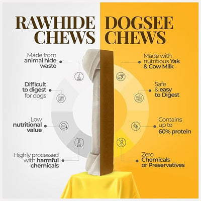 Dogsee Peanut Butter Flavor Himalayan Yak Cheese Dental Chew's for Dogs 1lb (Medium - 6 Chews) 60% Protein, Dog Treats Healthy, Shiny Skin & Coat No Grain, No Gluten Dog Chews Rawhide Free