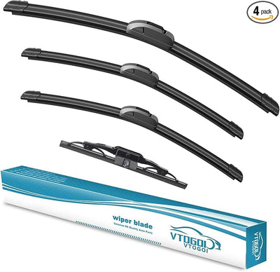 OEM Windshield Wiper Blades Replacement for Toyota FJ Cruiser 2007 2008 2009 2010 2011 2012 2013 2014, All Weather Original Factory Quality Front & Rear Wipers Set 16"+14"+14"+10" (Pack of 4)