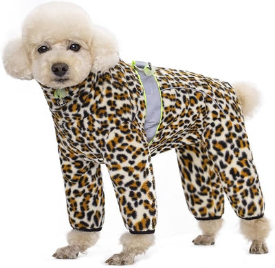Dog Coats for Small Dogs with D-Ring, Polar Fleece Doggy Pajamas Bodysuit, Puppy Winter Jacket Sweater Vest, Zipper Up Four-Legged Warm Clothes Reflective